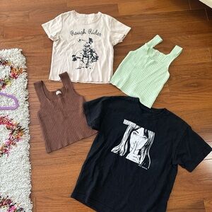 Graphic and Ribbed Tank Tops Set